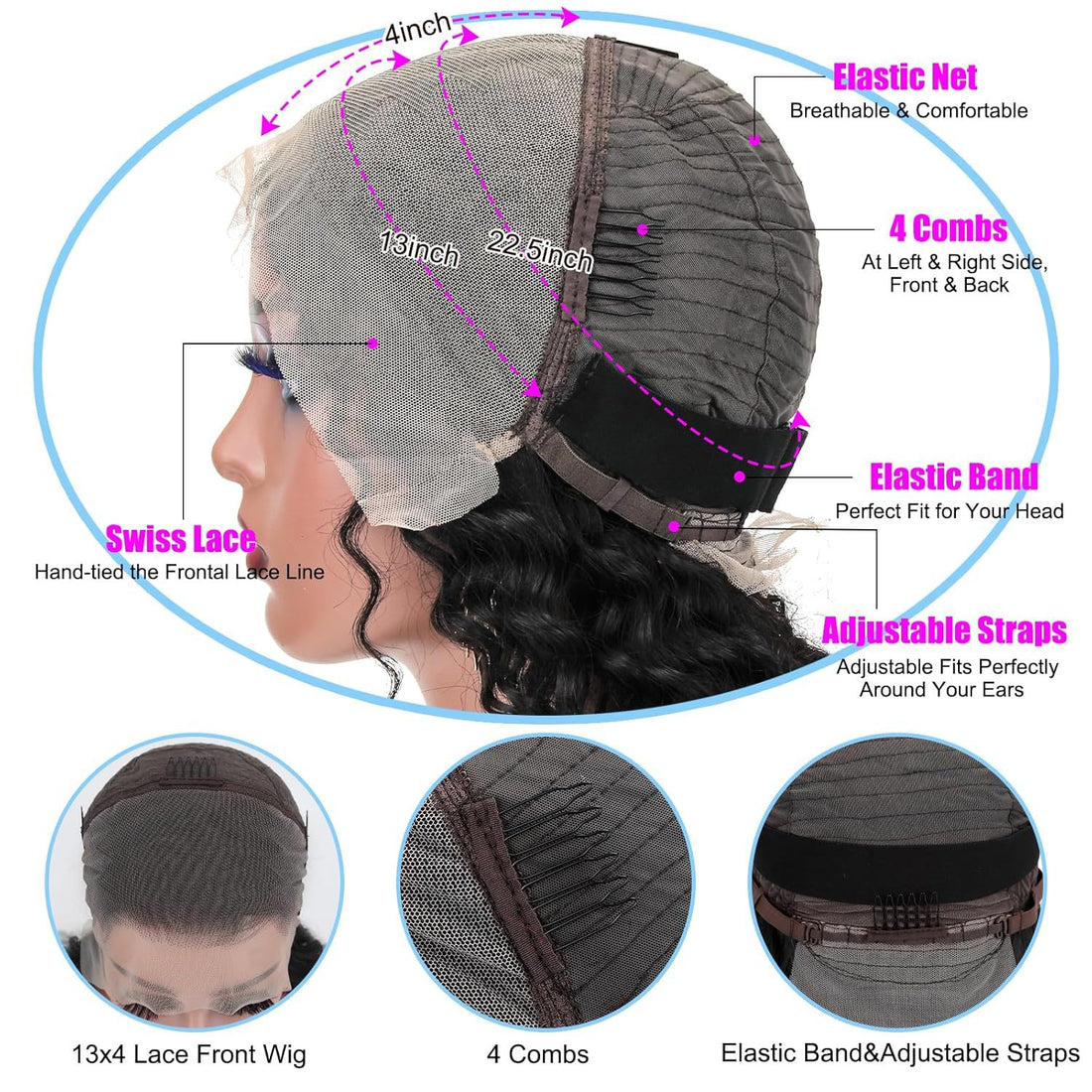 Cham's Deep Wave HD Lace Front Wig - 100% Human Hair (Glueless)